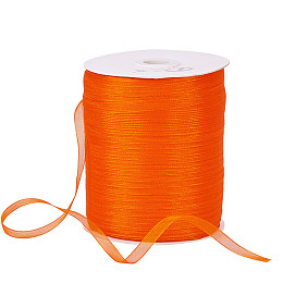 Organza Ribbon, Galloon, Orange Red, 1/4 inch(6mm); 500yards/Roll(457.2m/Roll)