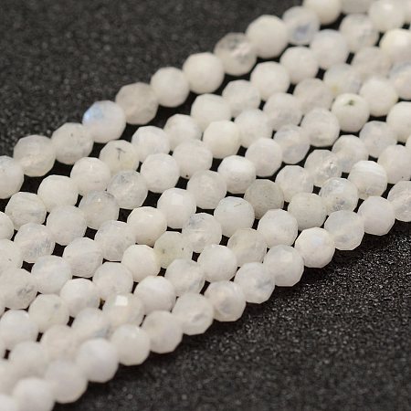 ARRICRAFT Natural Moonstone Beads Strands, Faceted, Round, 3mm, Hole: 0.5~0.6mm, about 144~151pcs/strand, 15.3~15.7 inches(39~40cm)