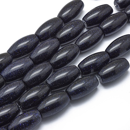 Arricraft Synthetic Blue Goldstone Beads Strands, Oval, 26~27x14~15mm, Hole: 1.4mm, about 15pcs/strand, 15.3 inches(39cm)