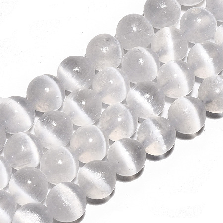 ARRICRAFT Natural Selenite Beads Strands, Grade AAA, Round, Grade AAA, 8mm, Hole: 0.9mm, about 49pcs/strand, 15.67 inches(39.8cm)