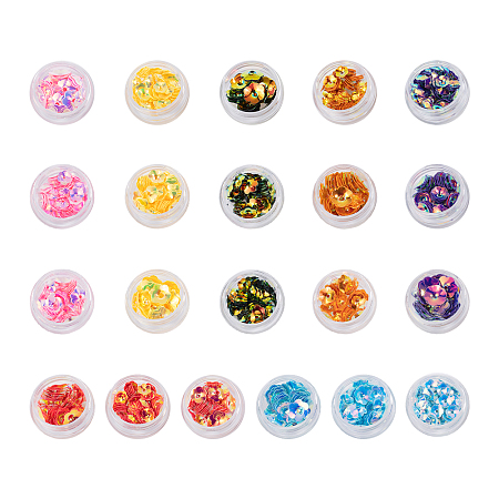 Olycraft Ornament Accessories, Disc Plastic Paillette Beads, Sequins Beads, Flower, Mixed Color, 30x15mm