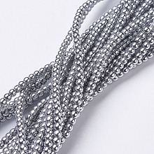 Arricraft Non-Magnetic Synthetic Hematite Beads Strands, Round, Silver, 2mm, Hole: 0.6mm, about 223pcs/strand, 15.7 inches