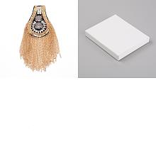 SUPERFINDINGS 2Pcs Fashion Iron Chain Tassel Epaulettes, Sew on Felt Cloth Shoulder Badge, with Plastic Finding, Light Gold, 187x90x8mm