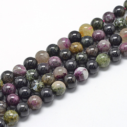 ARRICRAFT Natural Tourmaline Beads Strands, Grade A, Round, 8~9mm, Hole: 1mm, about 45~48pcs/strand, 15.7 inches