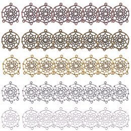 SUNNYCLUE Tibetan Style Alloy Chandelier Components, Woven Net/Web, Mixed Color, 34x28x2mm, Hole: 2mm; 40pcs/box