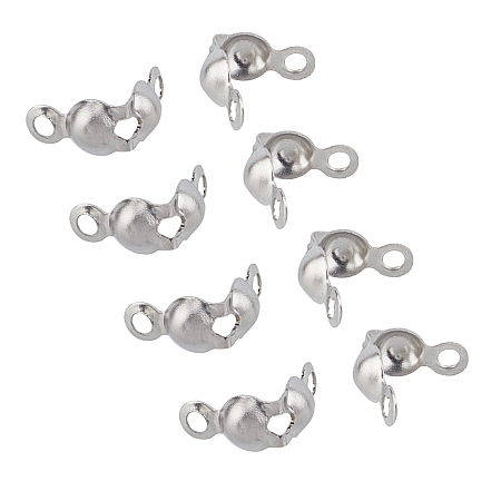 Unicraftale Stainless Steel Bead Tips, Calotte Ends, Clamshell Knot Cover, Stainless Steel Color, 6x4mm, Hole: 1.5mm, 800pcs/box