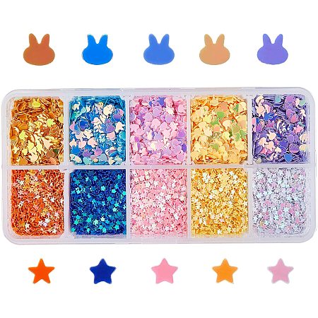 Olycraft Shining Nail Art Glitter, Manicure Sequins, Making Jewelry Filling for DIY Jewelry, Star, Mixed Color