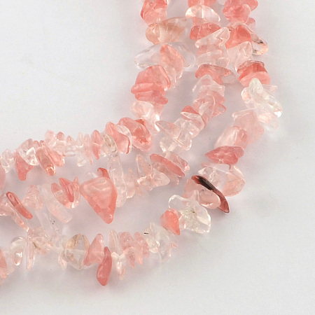 ARRICRAFT Cherry Quartz Glass Beads Strands, Chip, 4~10x4~6x2~4mm, Hole: 1mm, about 210pcs/strand, 35.4 inches