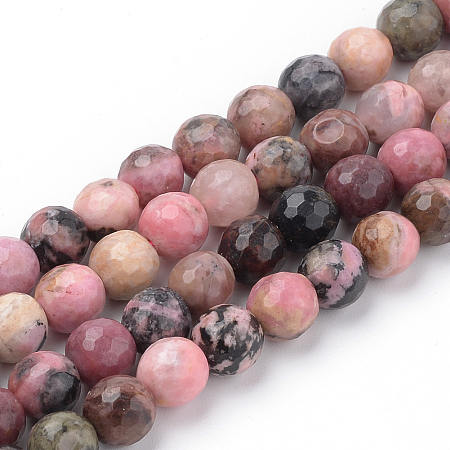 ARRICRAFT Natural Rhodonite Beads Strands, Faceted, Round, 4~4.5mm, Hole: 1mm, about 96pcs/strand, 15.5 inches