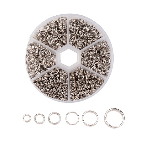 ARRICRAFT 1 Box Iron Split Rings Double Loop Round Jump Rings for Jewelry Makings 4mm/5mm/6mm/7mm/8mm/10mm Platinum