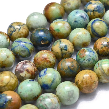 Arricraft Natural Smooth Chrysocolla and Lapis Lazuli Beads Strands, Round, 8~8.5mm, Hole: 0.8mm, about 48pcs/strand, 15.35 inches(39cm)