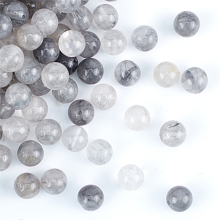 Olycraft Natural Gemstone Cloudy Quartz Round Beads Strands, 8mm, Hole: 1mm; about: 48pcs/strand, 15.5 inches, 2strands/box