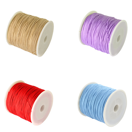 Unicraftale Braided Nylon Thread Nylon String for Beading Jewelry Making, Mixed Color, 0.8mm; about 100yards/roll, 91.44m/roll, 4 colors, 1roll/color, 4rolls