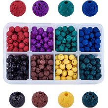 Olycraft Synthetic Lava Rock Beads, Dyed, Round, Mixed Color, 6mm, Hole: 1mm, about 488pcs/box