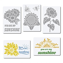 GORGECRAFT 5Pcs Sunflower Stencils You are My Sunshime Reusable Paint Template for Painting on Wood Canvas Fabric Paper Wall, 12x8 Inch