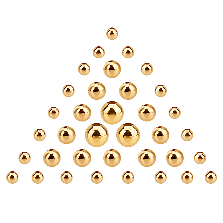 SUNNYCLUE Brass Spacer Beads, Round, Real 18K Gold Plated, 60pcs/box