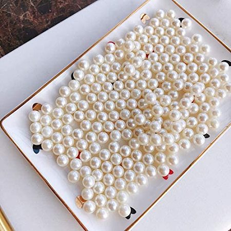 NBEADS 500g/780pcs Ivory ABS Imitation Faux Pearl Beads Large Hole Pearls, Leather Kumihimo European Crafts