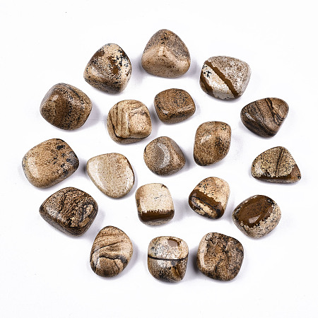 Arricraft Natural Picture Jasper Beads, Tumbled Stone, No Hole/Undrilled, Nuggets, 19~30x18~28x10~24mm 250~300g/bag