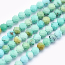 Arricraft Natural Turquoise Beads Strands, Round, Faceted, 2mm, Hole: 0.5mm, about 174pcs/strand, 15.5 inches(39.5cm)