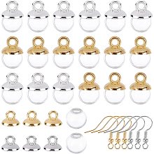 SUNNYCLUE DIY Dangle Earring Making Kits, include Round Glass Globe Beads, Plastic Bead Cap Pendant Bails, Brass Earring Hooks, Platinum & Golden, Globe Beads: 10mm, Hole: 3mm, 60pcs/box