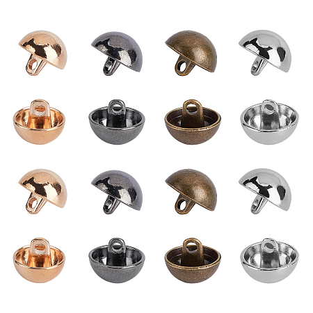 Unicraftale Alloy Shank Buttons, 1-Hole, Dome/Half Round, Mixed Color, 12.5x10mm, Hole: 1.5mm, 80pcs/box