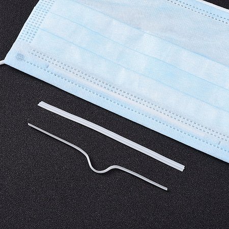 PE Nose Bridge Wire for Mouth Cover, with Galvanized Iron Wire Single Core Inside, DIY Disposable Mouth Cover Material, White, 10cm(3.93 inches) ; 4mm wide