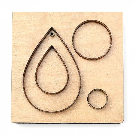 PandaHall Elite Scrapbook Embossing Wooden Die Cutting Leather Mold, Teardrop/Circle Shape Cutting Mold for Earring Jewelry DIY Leather Crafts Making, NOT for Sizzix
