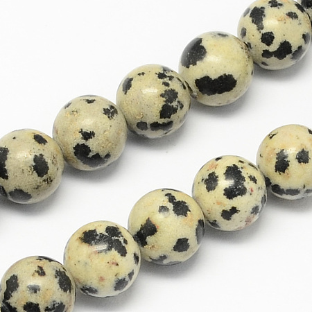 Arricraft Natural Dalmatian Jasper Stone Bead Strands, Round, 4mm, Hole: 0.5mm, about 95pcs/strand, 14.9 inches