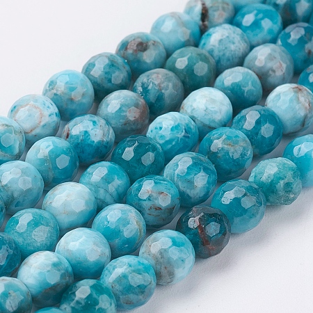 ARRICRAFT Natural Apatite Beads Strands, Faceted(128 Facets), Round, 6mm, Hole: 0.8mm, about 63pcs/strand, 15.3 inches(39cm)