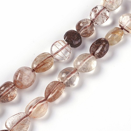 Arricraft Natural Rutilated Quartz Beads Strands, Nuggets, 5~12x5~8mm, Hole: 1mm, about 47pcs/strand, 15.7 inches(40cm)