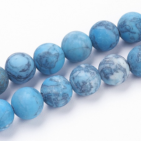 Arricraft Dyed Natural Map Stone/Picasso Stone/Picasso Jasper Beads Strands, Frosted, Round, 6mm, Hole: 1mm, about 62pcs/strand, 15.3 inches(39cm)