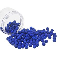 Natural Lava Beads Strands, Dyed, Round, Medium Blue, 8mm, Hole: 1mm, about 188pcs/box