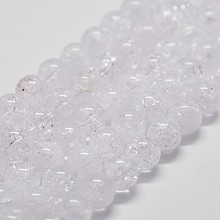 Arricraft Natural Crackle Quartz Beads Strands, Round, 6mm, Hole: 1mm, about 66pcs/strand, 14.9 inches~15.1 inches