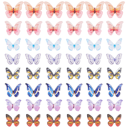 Plastic Cabochons, Butterfly, for DIY Crafts Decoration, Mixed Color, 8~13x10.5~15x2.5~3.5mm, 80pcs/box