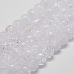 Arricraft Natural Crackle Quartz Beads Strands, Round, 6mm, Hole: 1mm, about 66pcs/strand, 14.9 inches~15.1 inches