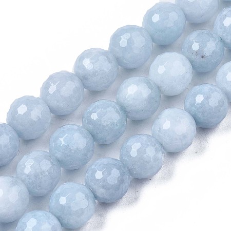 ARRICRAFT Natural Aquamarine Beads Strands, Faceted, Round, 8~9mm, Hole: 1mm, about 45~50pcs/strand, 15.35 inches