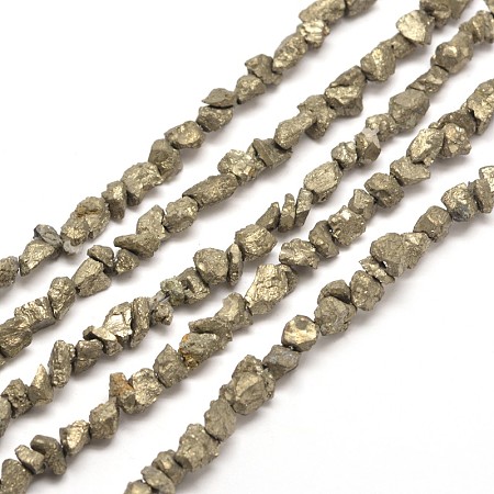 Arricraft Natural Pyrite Nuggets Beads Strands, 5~8x3~6mm, Hole: 1mm, about 15.7 inches