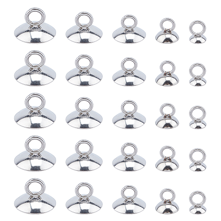 Unicraftale 304 Stainless Steel Bead Cap Pendant Bails, for Globe Glass Bubble Cover Pendants, Stainless Steel Color, 5~7x4~10mm, Hole: 2~3mm; 100pcs/box
