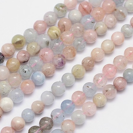 ARRICRAFT Natural Morganite Round Bead Strands, 6mm, Hole: 1mm, about 66pcs/strand, 15.5 inches