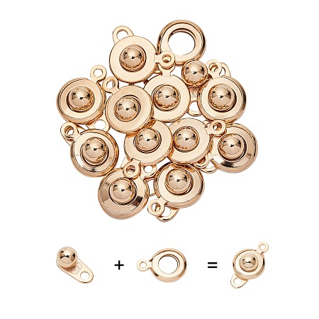 Unicraftale 304 Stainless Steel Snap Clasps, Golden, 15x9x5mm, Hole: 1.5~1.8mm, 12sets/box