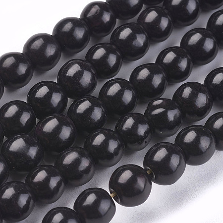 Arricraft 1 Strand Synthetic Turquoise Round Beads Strands, Dyed, Black, 8mm, Hole: 1mm, about 50pcs/strand, 15.35 inches