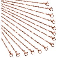 304 Stainless Steel Cable Chain for Necklace Making, with Lobster Claw Clasps, Rose Gold, 17.7 inches(45cm), 1.9mm wide, 1mm thick, 10pcs/box