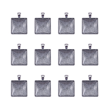 DIY Pendant Making, with Tibetan Style Square Alloy Pendant Cabochon Settings and Transparent Glass Cabochons, Antique Silver, 118x72x35mm; 40pcs/box