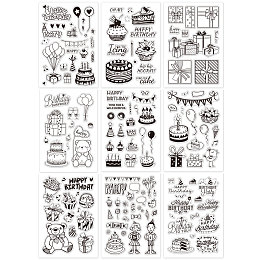 Globleland Birthday Acrylic Stamps, for DIY Scrapbooking, Photo Album Decorative, Cards Making, Stamp Sheets, Mixed Patterns, 16x11x0.3cm, 9sheets/set