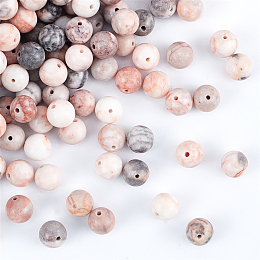 Olycraft Natural Pink Zebra Jasper Beads, Round, 8.5~9mm, Hole: 1mm, about 180~200pcs/box