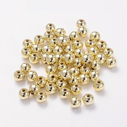 Honeyhandy Plating Acrylic Beads, Round, Golden, about 6mm in diameter, hole: 1mm, about 4000pcs/500g