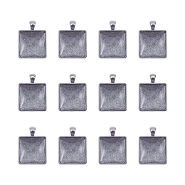 DIY Pendant Making, with Tibetan Style Square Alloy Pendant Cabochon Settings and Transparent Glass Cabochons, Antique Silver, 118x72x35mm; 40pcs/box