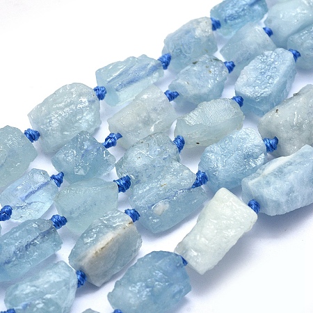 ARRICRAFT Natural Aquamarine Beads Strands, Nuggets, Frosted, 6~12x6~7mm, Hole: 1mm, about 34~37pcs/strand, 15.7 inches(40cm)