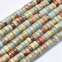 Arricraft Natural Aqua Terra Jasper Beads Strands, Heishi Beads, Flat Round/Disc, 6x3~3.5mm, Hole: 1mm, about 135pcs/strand, 15.7 inches(40cm)