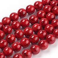 Arricraft Synthetic Turquoise Beads Strands, Dyed, Round, Red, 10mm, Hole: 1mm